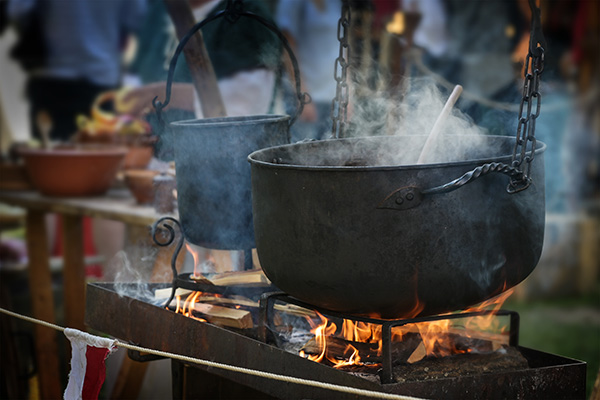 Cast Iron pot on fire